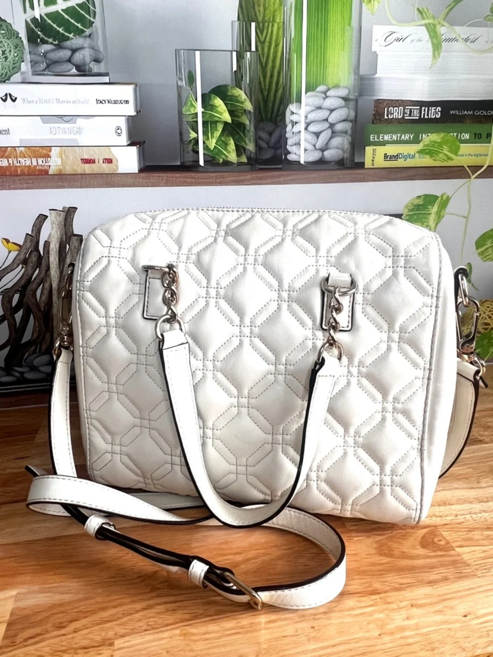 Kate Spade Alessa Astor Court Cream Quilted Satchel Bag with Scarf Accent - Picture 10 of 13